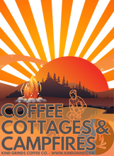 Load image into Gallery viewer, COFFEE, COTTAGES &amp; CAMPFIRES - MEN&#39;S T-SHIRT - BELLA &amp; CANVAS