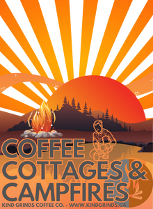 COFFEE, COTTAGES & CAMPFIRES - MEN'S T-SHIRT - BELLA & CANVAS